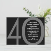 12x18 Black+White Big 4-0 Geburtstagsparty Einladu Einladung (Stehend Vorderseite)