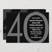 12x18 Black+White Big 4-0 Geburtstagsparty Einladu Einladung (Vorne/Hinten)