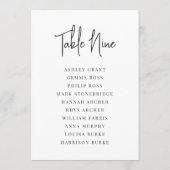 12x18 Black & White Guest Names Tischnummer Card (Rückseite)