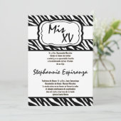 12x18 Black Zebra Print Quinceanera 15 Einladung (Stehend Vorderseite)