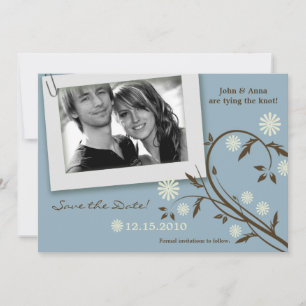 12x18 blaue BlumenFoto-Save the Date Mitteilung Save The Date