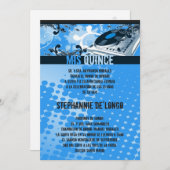 12x18 blaue DJ-Turntable Quinceanera Einladung (Vorne/Hinten)