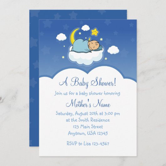 12x18 blaue einladung (Vorne/Hinten)