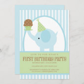 12x18 blaue Elefant-Geburtstags-Einladung Einladung (Vorne/Hinten)