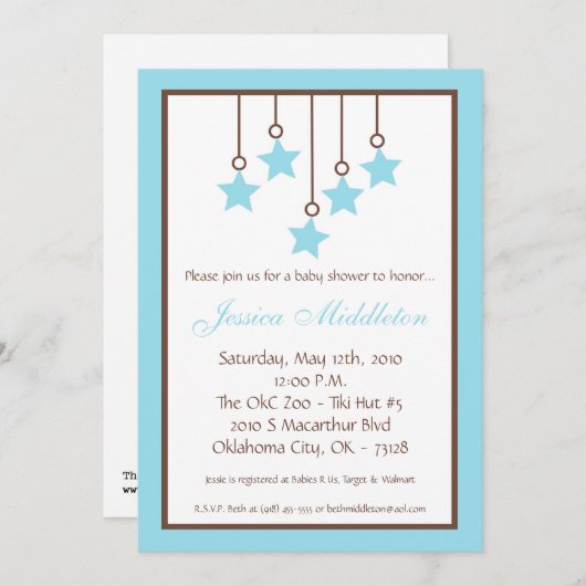 12x18 blauer Stern-bewegliche Einladung (Vorne/Hinten)