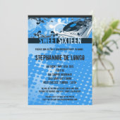 12x18 blaues DJ spinnen Turntable16th Einladung (Stehend Vorderseite)