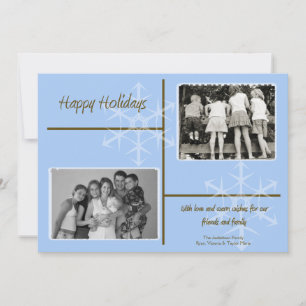 12x18 Blue & Brown Snowflake FOTO Weihnachtskarte Feiertagskarte