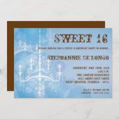 12x18 Blue Chandelier Sweet 16 Geburtstag Einladun Einladung (Vorne/Hinten)