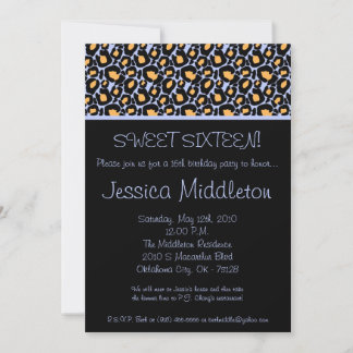 12x18 Blue Cheetah Print 16. Geburtstag Einladung