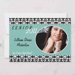 12x18 Blue Damask Foto Senior Ankündigung