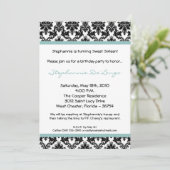 12x18 Blue Damask Geburtstagsparty Einladung (Stehend Vorderseite)