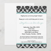 12x18 Blue Damask Geburtstagsparty Einladung (Vorne/Hinten)