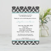 12x18 Blue Damask Geburtstagsparty Einladung (Stehend Vorderseite)