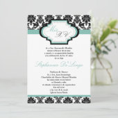 12x18 Blue Damask Quinceanera Einladung (Stehend Vorderseite)