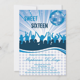 12x18 Blue Dance Party 16. Geburtstag Einladung