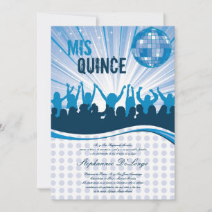 12x18 Blue Dance Party Quinceanera Einladung