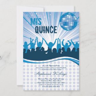 12x18 Blue Dance Party Quinceanera Einladung