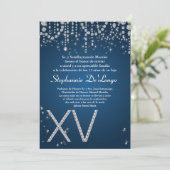 12x18 Blue Diamond Quinceanera zum Geburtstag Einl Einladung (Stehend Vorderseite)