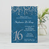 12x18 Blue Diamond Sweet 16 Geburtstag Einladung (Stehend Vorderseite)