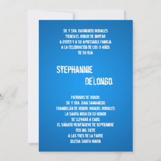 12x18 Blue DJ Spin Turntable Quinceanera Einladung