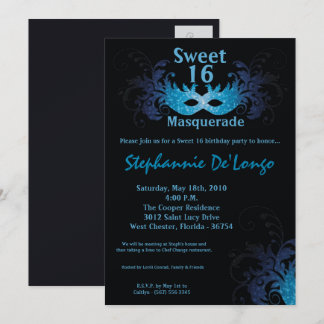 12x18 Blue Masquerade Sweet 16 Geburtstag Einladun Einladung