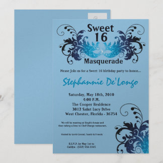 12x18 Blue Masquerade Sweet 16 Geburtstag Einladun Einladung