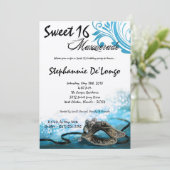 12x18 Blue Masquerade Sweet 16 Geburtstag Einladun Einladung (Stehend Vorderseite)