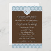 12x18 Blue Monogram Polka Dot Baby Shower Einladun Einladung (Vorne/Hinten)