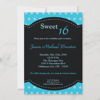 12x18 Blue Punkt Sweet 16 Geburtstag Einladung