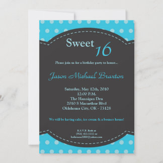 12x18 Blue Punkt Sweet 16 Geburtstag Einladung