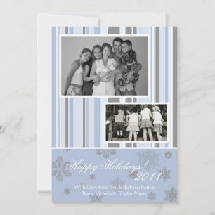 12x18 Blue & Silver Snowflake FOTO Weihnachtskarte Feiertagskarte