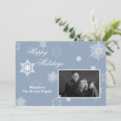 12x18 Blue Snowflake FOTO Weihnachtskarte Feiertagskarte (Stehend Vorderseite)