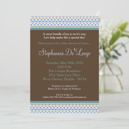 12x18 Blue Sweetheat Punkt Kinderdusche Einladung (Stehend Vorderseite)