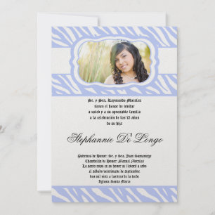 12x18 Blue Zebra Print Patter Quinceanera Einladun Einladung