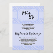 12x18 Blue Zebra Print Quinceanera 15 Einladung (Vorne/Hinten)