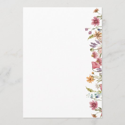 12x18" Blumenkarten-Menü mit Blumenzettel Menükarte (Rückseite)