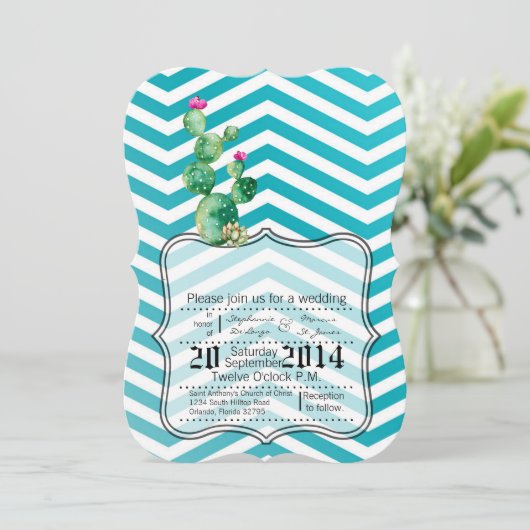 12x18 Boho Cacti Cactus Succulent Wedding Einladun Einladung (Stehend Vorderseite)