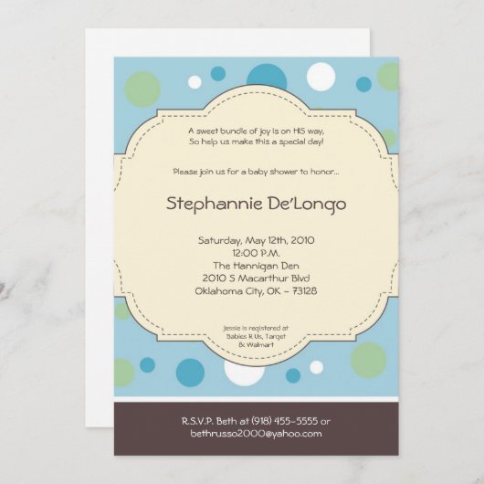 12x18 Boy Blue Punkt Poke Baby Dusche Einladung (Vorne/Hinten)