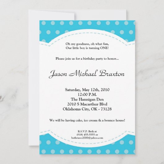 12x18 Boy Blue Punkt Poke Birthday Einladung (Vorderseite)
