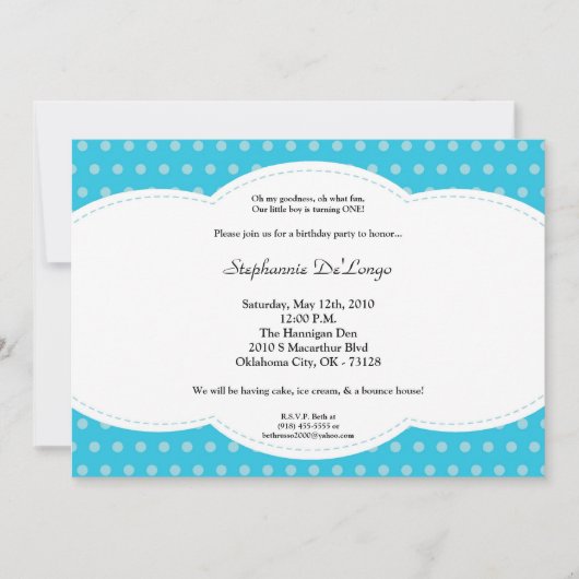 12x18 Boy Blue Punkt Poke Birthday Einladung (Vorderseite)