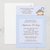 12x18 Boy Blue Stripe Monkey Babydusche Einladung (Vorne/Hinten)