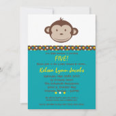 12x18 Boy Modern Mod Monkey Birthday Par Einladung (Vorderseite)