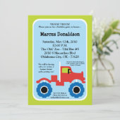 12x18 Boy Monster Truck Geburtstagsparty Einladung (Stehend Vorderseite)