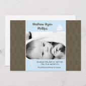 12x18 Boy Nautical Sailing FOTO Geburtsankündigung Ankündigung (Vorne/Hinten)