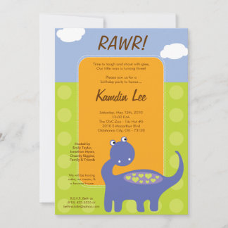 12x18 Boy Polka Dot Dinosaur Geburtstag Einladung