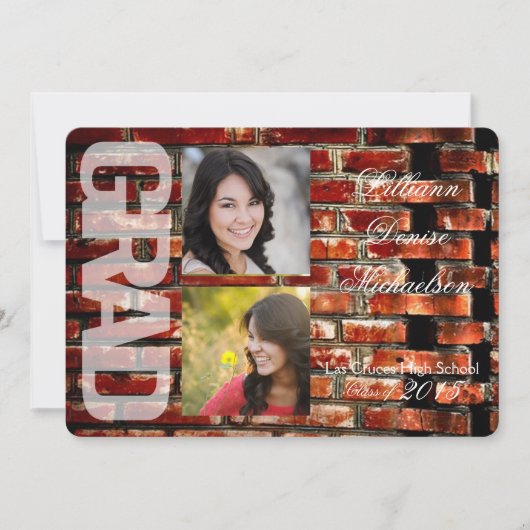 12x18 Brick Wall Grunge Gebäude Senior Ankündigung (Vorderseite)