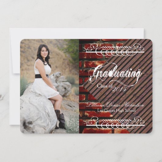 12x18 Brick Wall Grunge Gebäude Senior Ankündigung (Vorderseite)