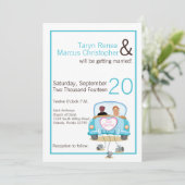 12x18 Bride Groom Car Cans Hochzeitseinladung Einladung (Stehend Vorderseite)