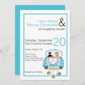 12x18 Bride Groom Car Cans Hochzeitseinladung Einladung (Vorne/Hinten)