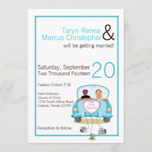 12x18 Bride Groom Car Cans Hochzeitseinladung Einladung